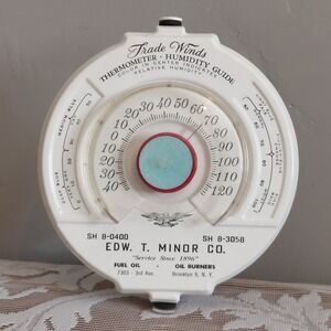 Vintage Trade Winds Thermometer Humidity Guide Edw T Minor Co Brooklyn NY 5 Inch